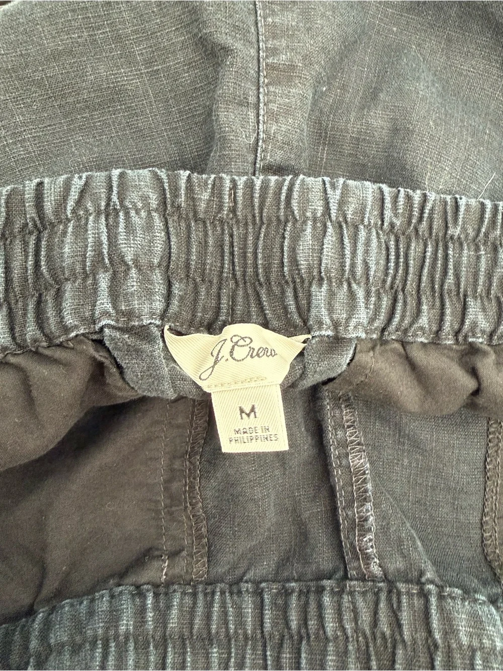 J.Crew New Seaside Linen Lyocell Shorts Medium Black Pull On Elastic Waist